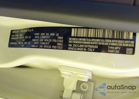 2015 Jeep Renegade Latitude from USA, damaged, VIN ZACCJBBTXFPB85089